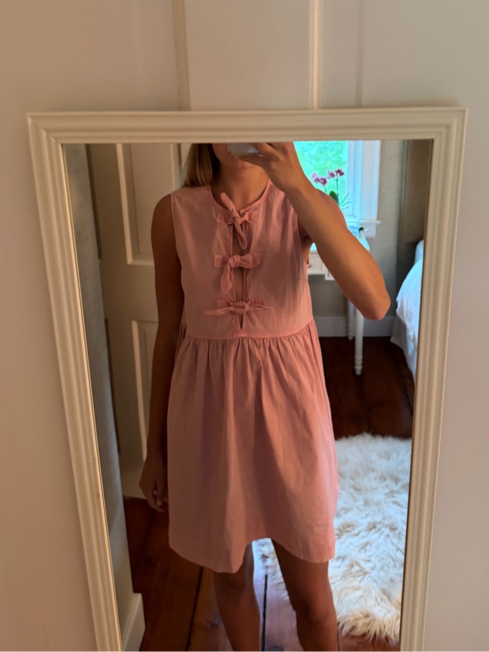 GANNI - Pink Sleeveless Bow-Tie Summer Dress, Size Small - Picture 1 of 3